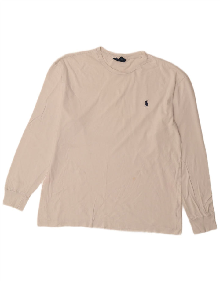 Top masculino Polo Ralph Lauren manga comprida pequeno algodão branco