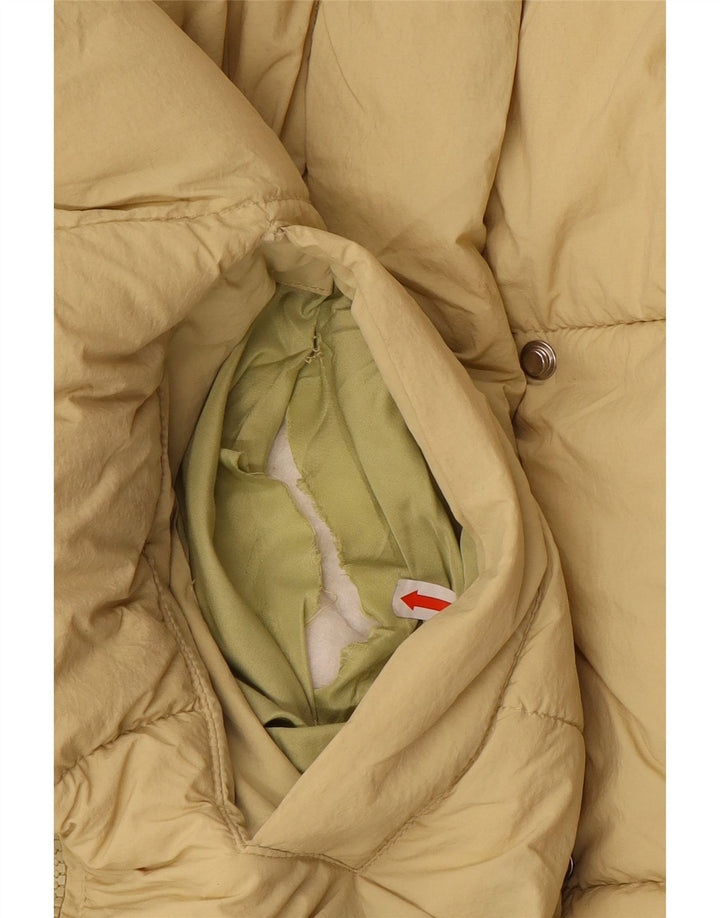 Jaqueta acolchoada superdimensionada feminina ZARA UK 14 poliéster bege médio