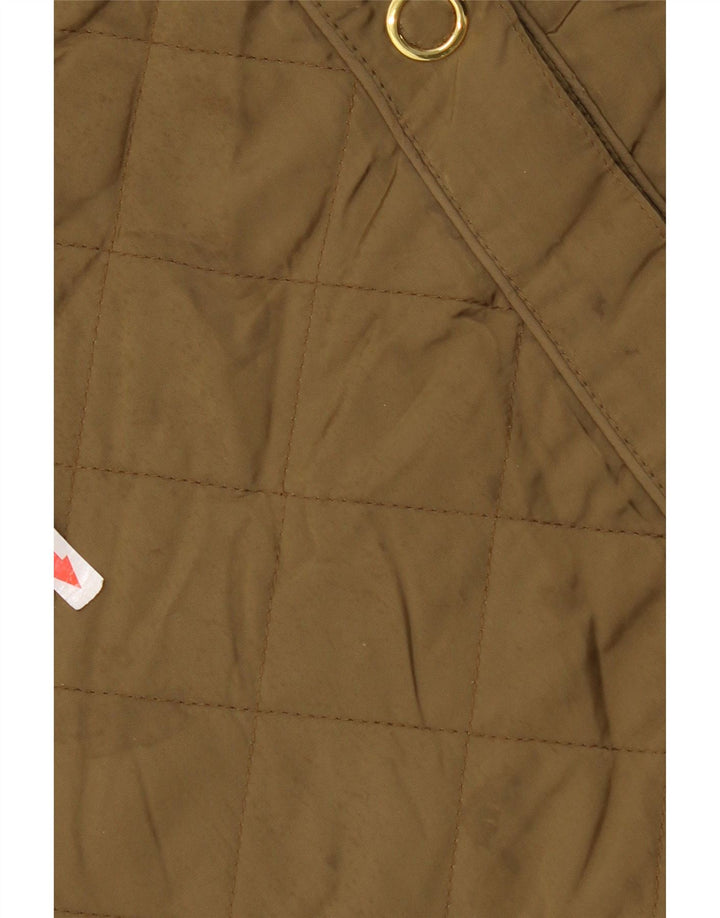 Jaqueta acolchoada com capuz feminino ZARA UK 14 poliéster cáqui médio