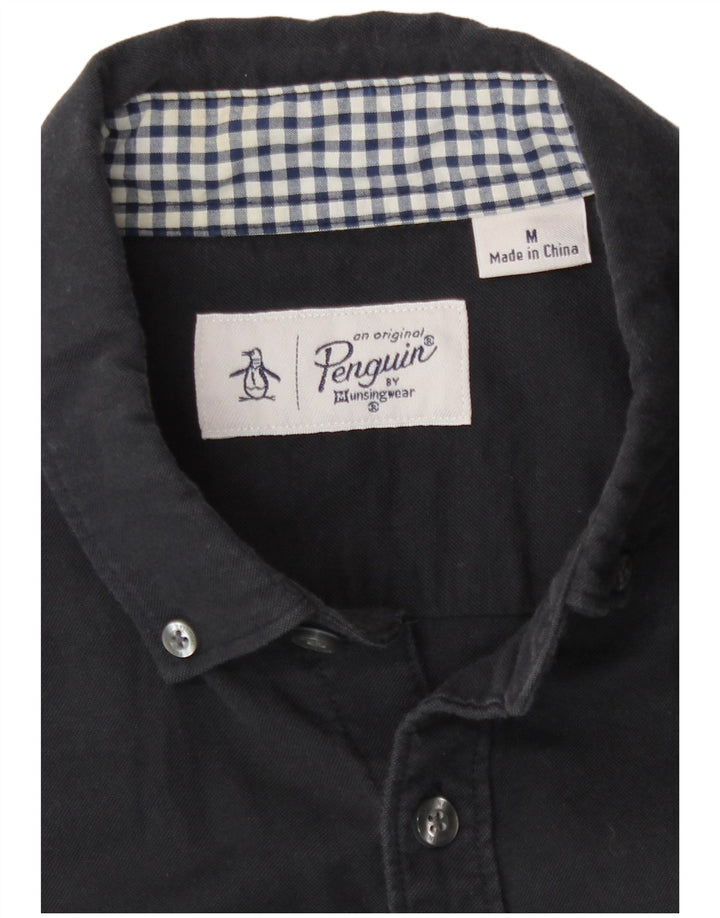 Camisa masculina Penguin de algodão preto médio