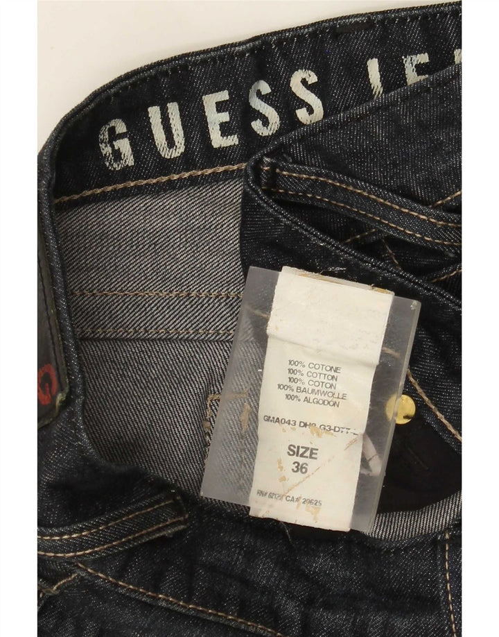 Guess Mens Straight Jeans W36 L33 Azul Algodão