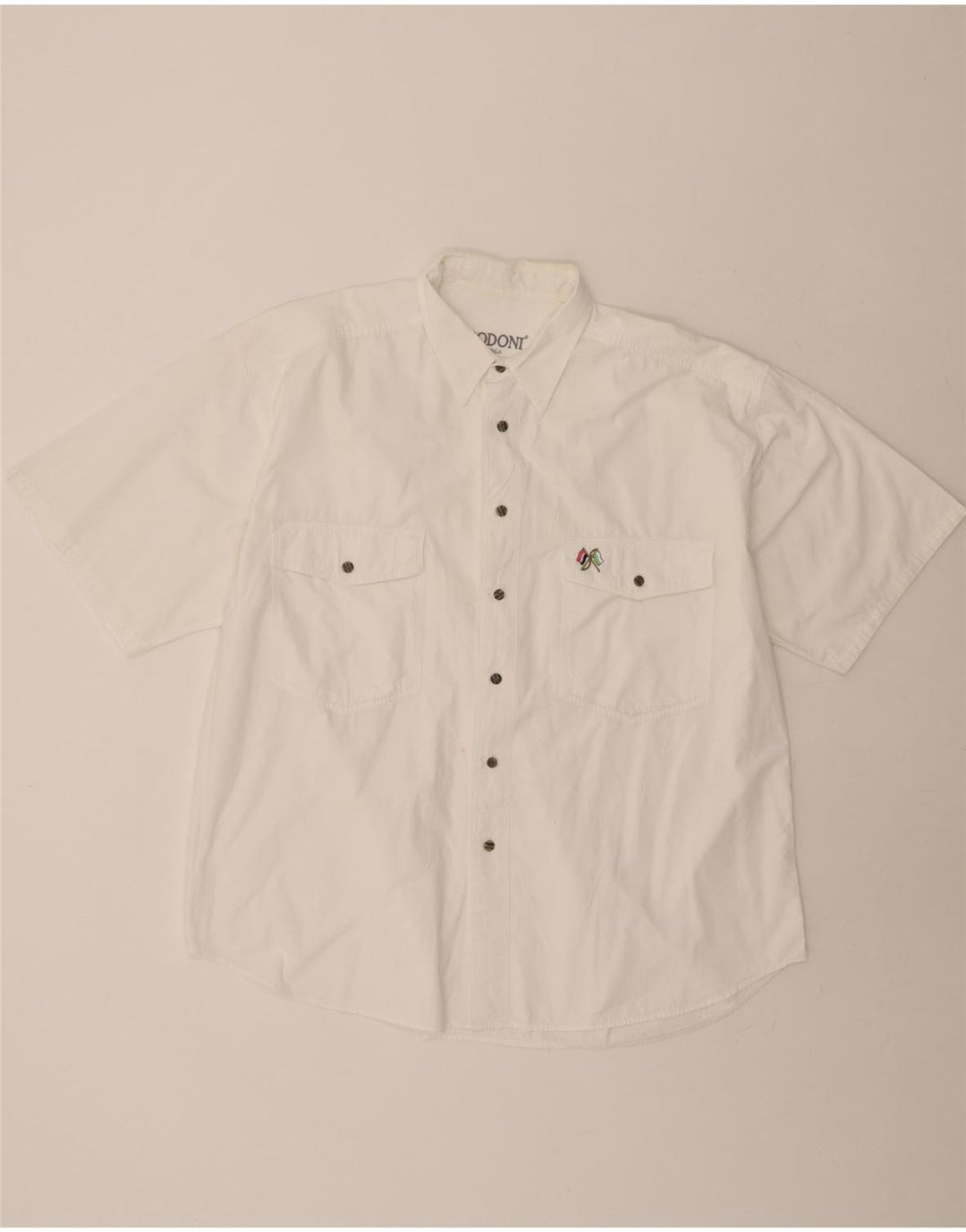 BODONI Mens Loose Fit Short Sleeve Shirt 2XL White Cotton Vintage Bodoni and Second-Hand Bodoni from Messina Hembry 