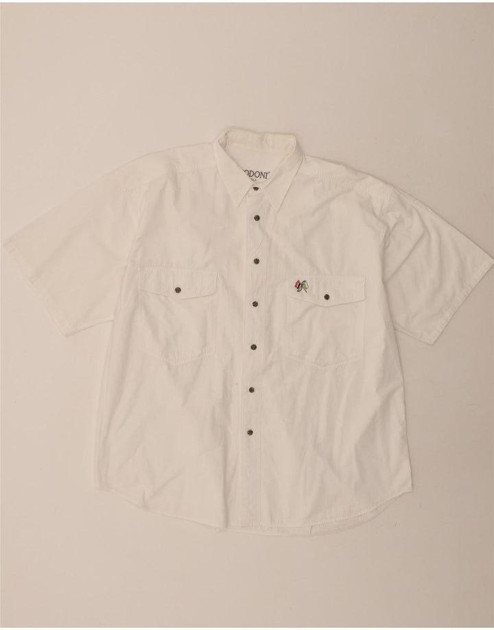 BODONI Mens Loose Fit Short Sleeve Shirt 2XL White Cotton Vintage Bodoni and Second-Hand Bodoni from Messina Hembry 