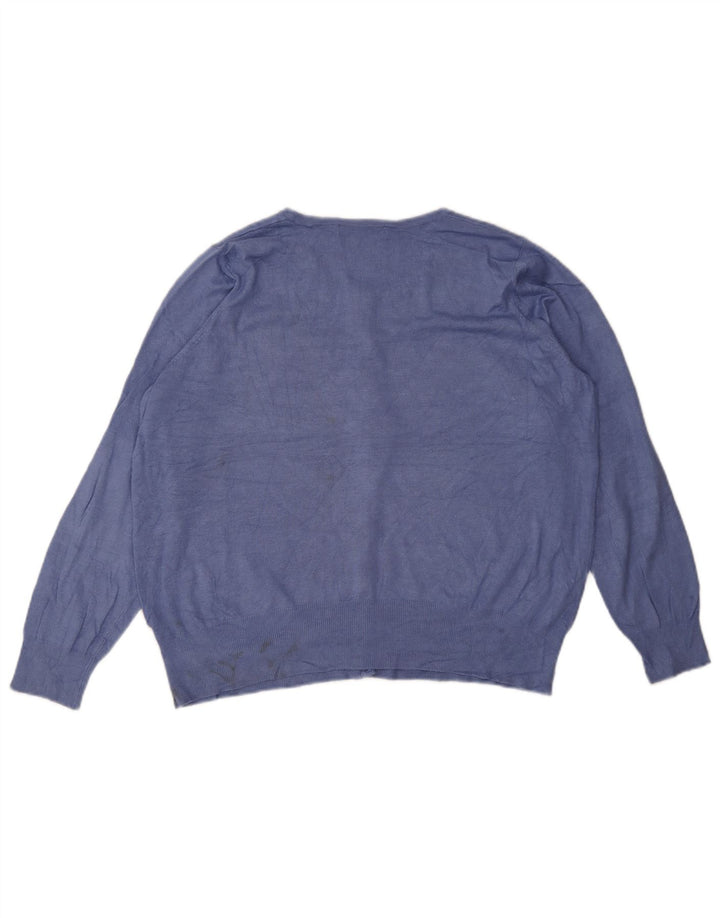 Suéter cardigã feminino Marks & Spencer UK 20 2XL azul viscose