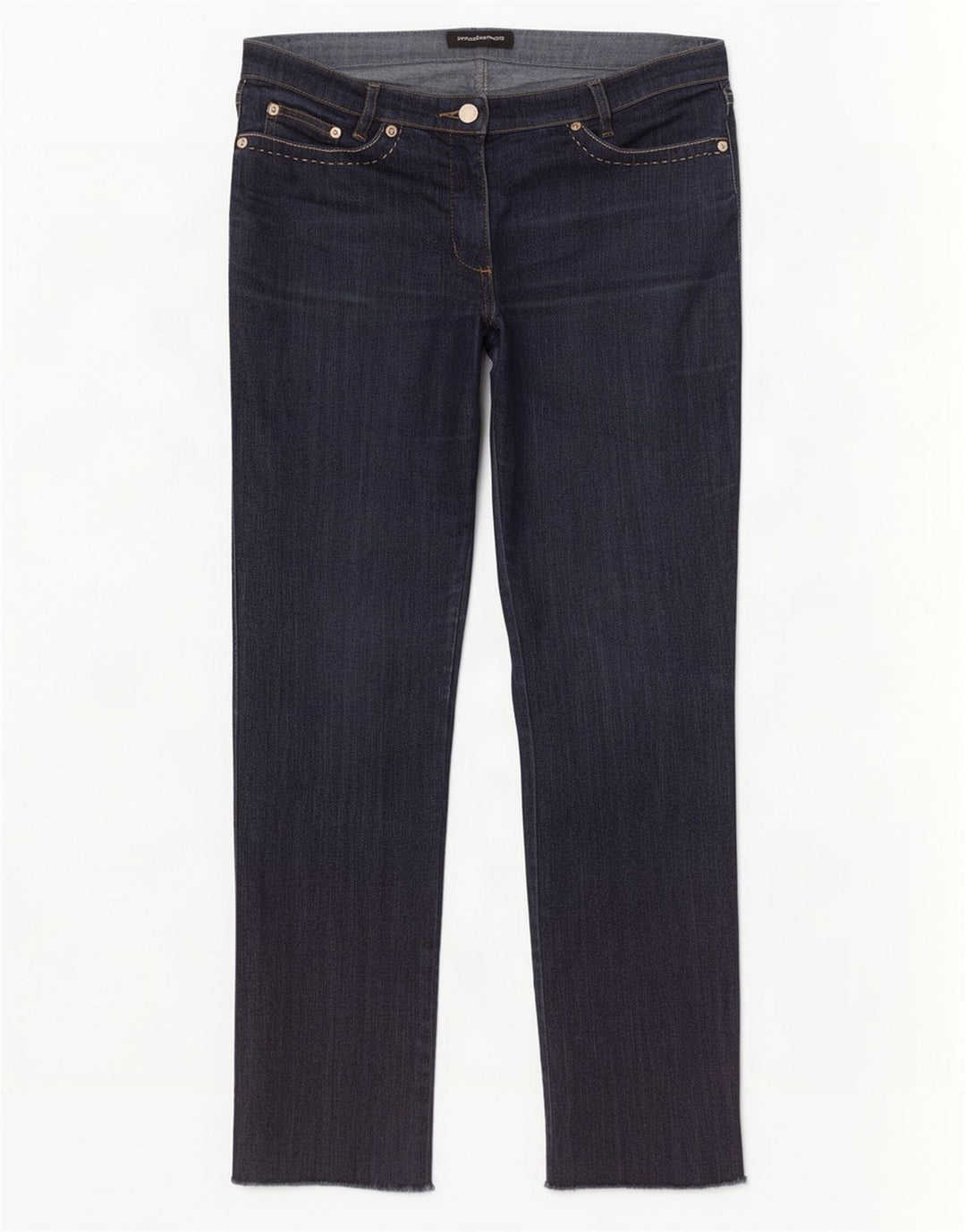 Calça jeans reta feminina Roccobarocco W32 L29 algodão azul marinho
