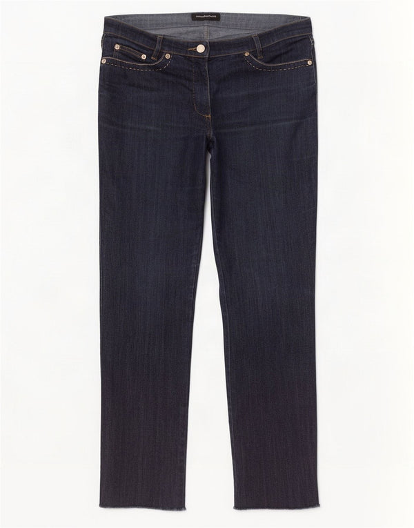 Calça jeans reta feminina Roccobarocco W32 L29 algodão azul marinho
