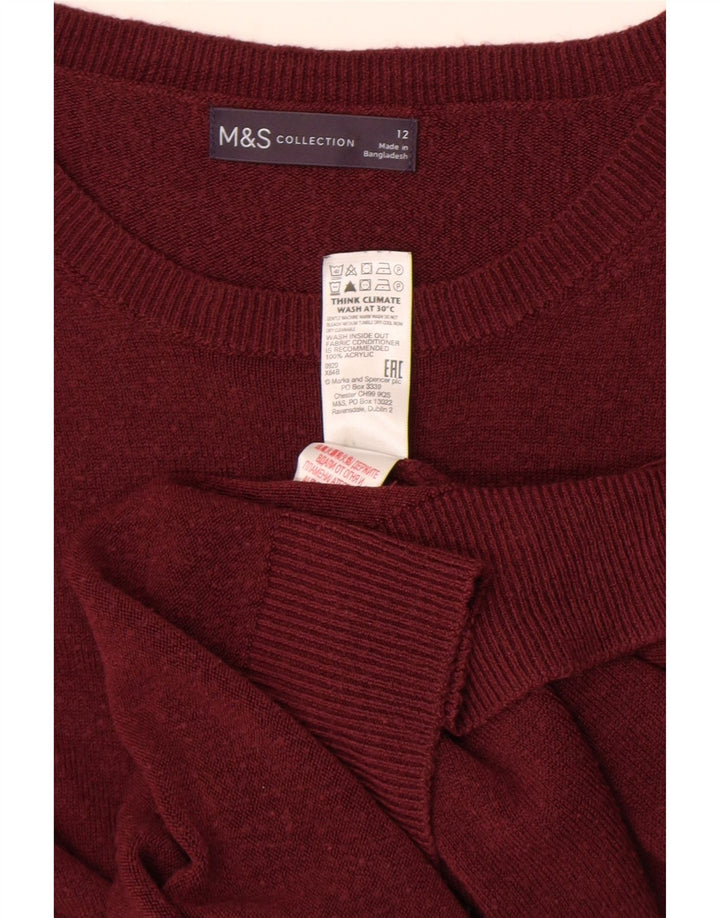 Suéter feminino Marks & Spencer com gola canoa Reino Unido 12 acrílico marrom médio