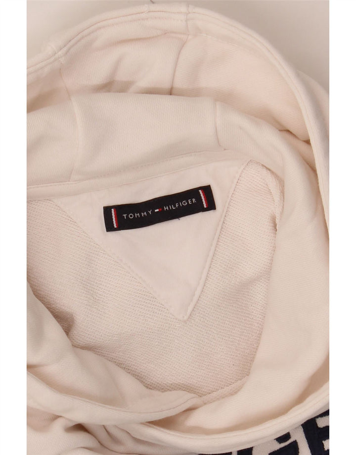 Suéter com capuz gráfico feminino TOMMY HILFIGER UK 12 médio branco