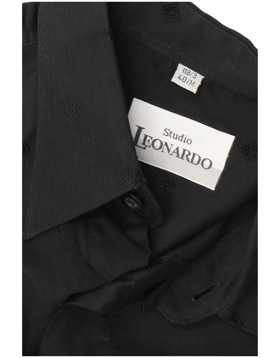 Camisa masculina de manga curta Studio Leonardo tamanho 40 médio preto geométrico
