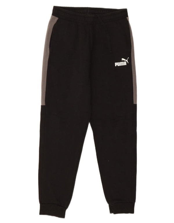 Calça de treino masculina Puma Joggers médio preto colorblock algodão