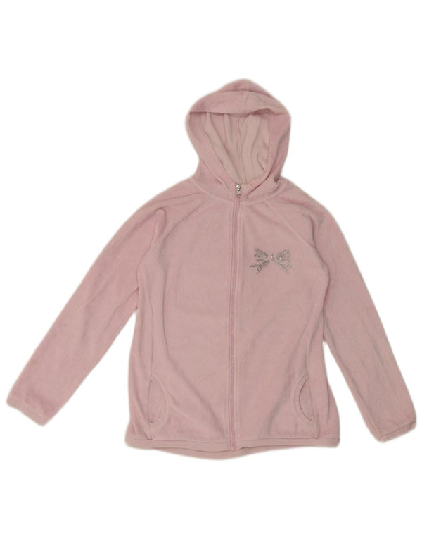Benetton Suéter feminino com capuz e zíper gráfico 11-12 anos 2XL algodão rosa
