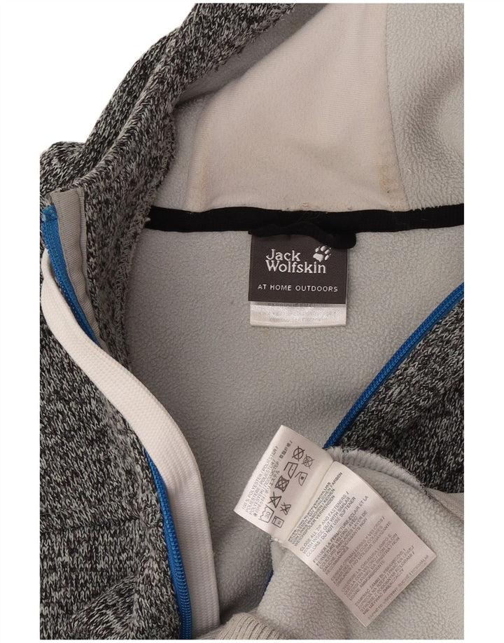 Jack Wolfskin Suéter masculino com capuz e zíper gráfico grande poliéster manchado cinza
