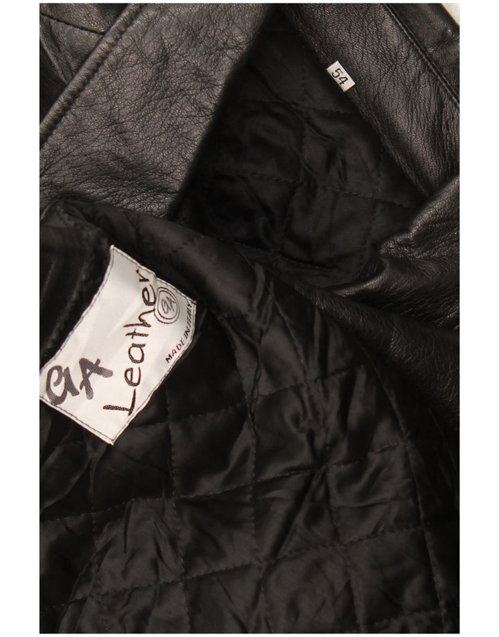 Jaqueta de couro masculina vintage IT 54 2XL couro preto