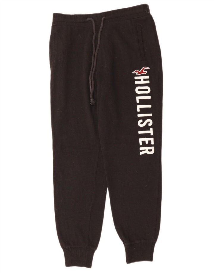 HOLLISTER Calça feminina de treino gráfico Joggers UK 6 XS algodão preto