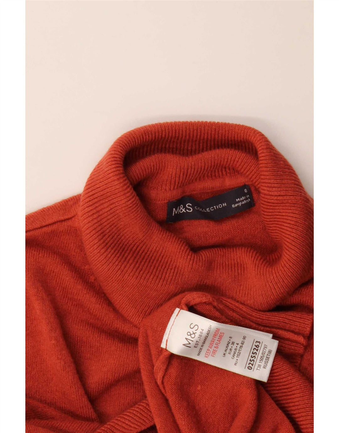 Suéter feminino Marks & Spencer com gola redonda Reino Unido 8 pequeno acrílico vermelho