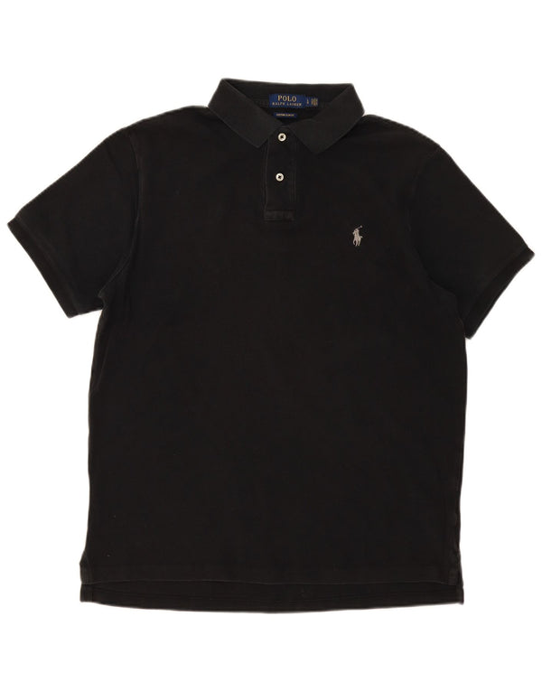 Polo Ralph Lauren Mens Custom Slim Fit Camisa Grande Algodão Preto