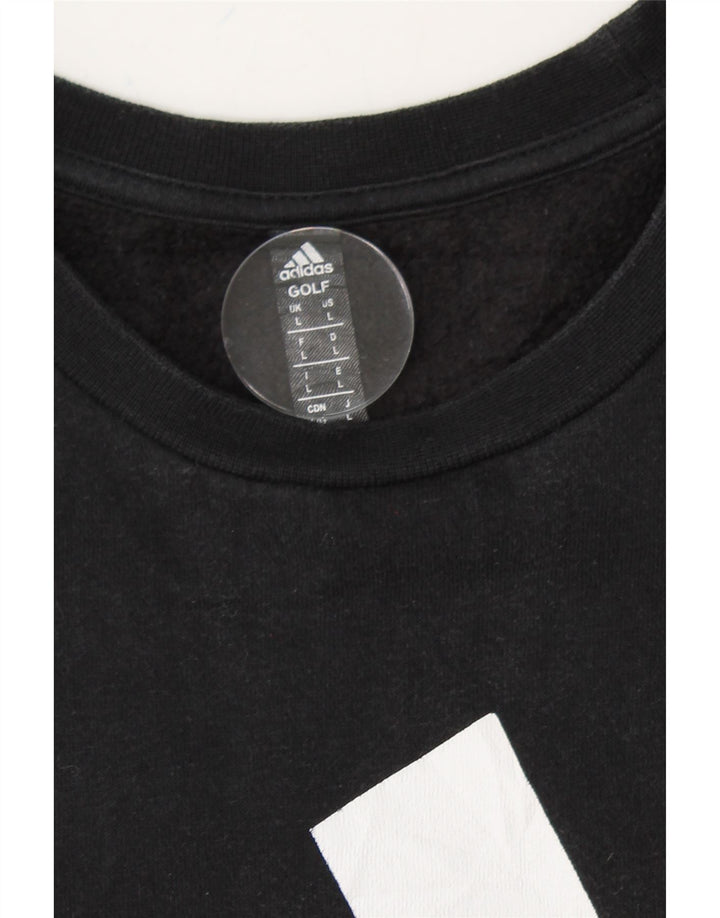 ADIDAS Mens Graphic Sweatshirt Jumper Large Black Vintage Adidas and Second-Hand Adidas from Messina Hembry 