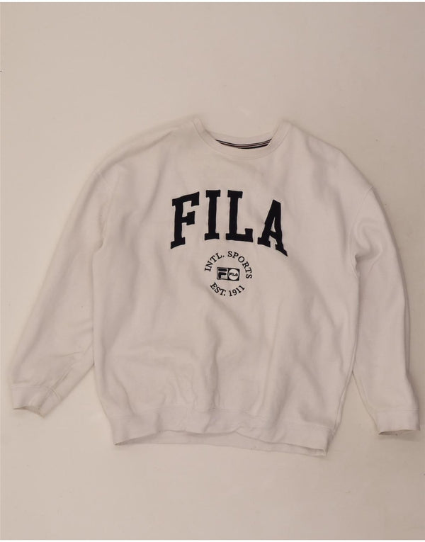 Fila moletom gráfico masculino jumper grande algodão branco