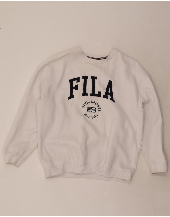 Fila moletom gráfico masculino jumper grande algodão branco