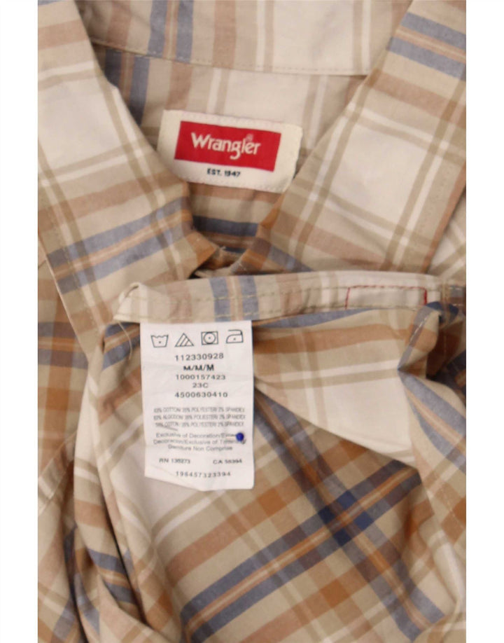 Camisa masculina Wrangler de algodão xadrez marrom médio