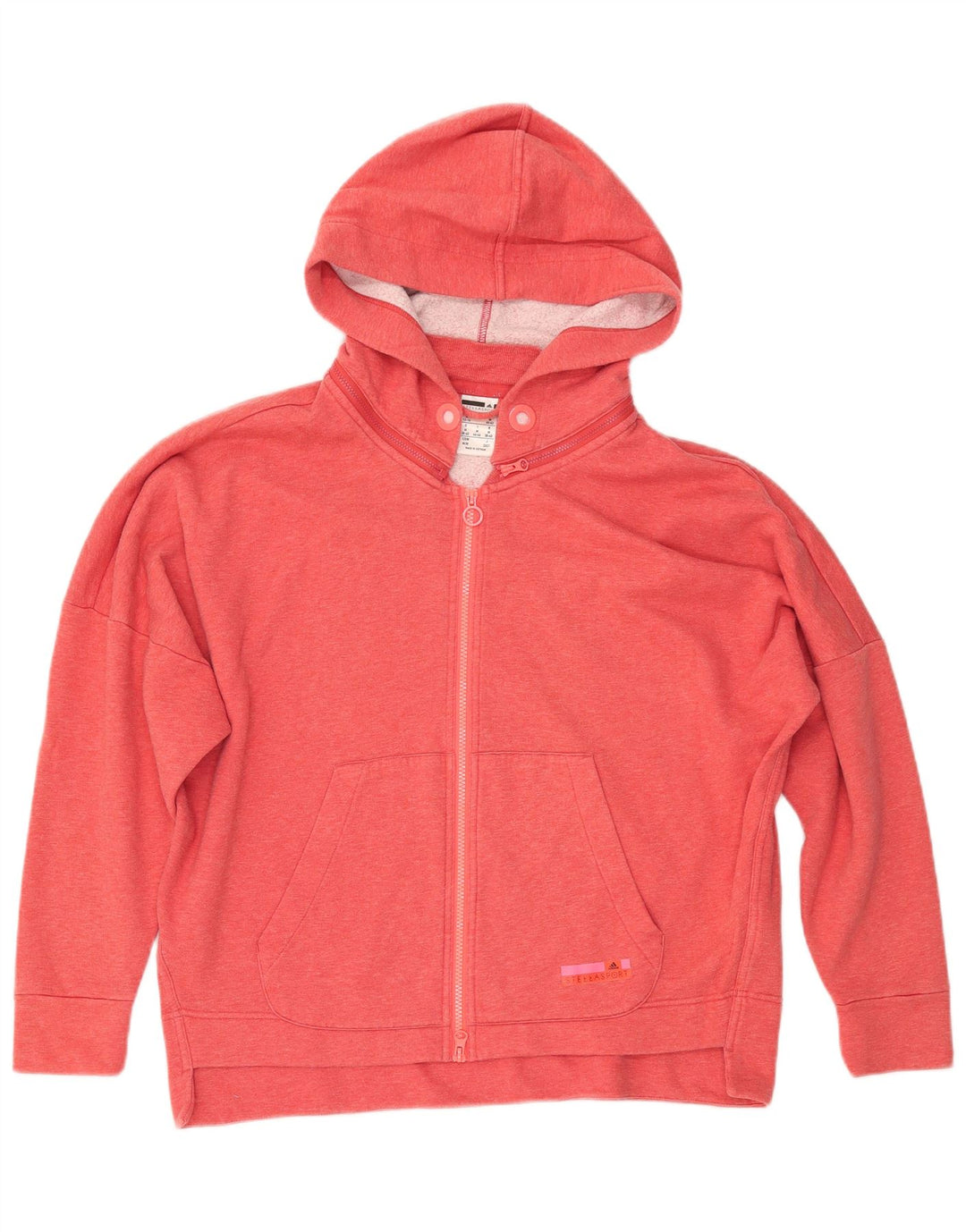 ADIDAS Suéter feminino com capuz e zíper oversized UK 12/14 médio algodão rosa