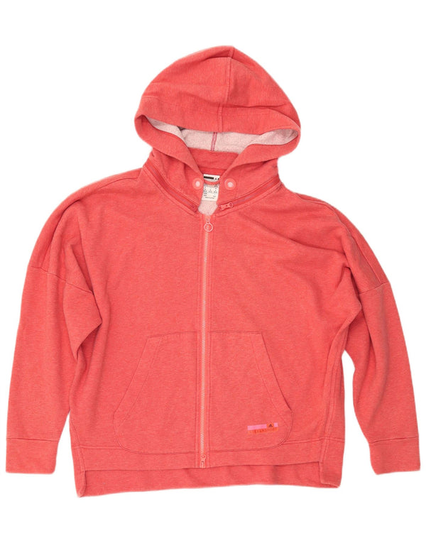 ADIDAS Suéter feminino com capuz e zíper oversized UK 12/14 médio algodão rosa