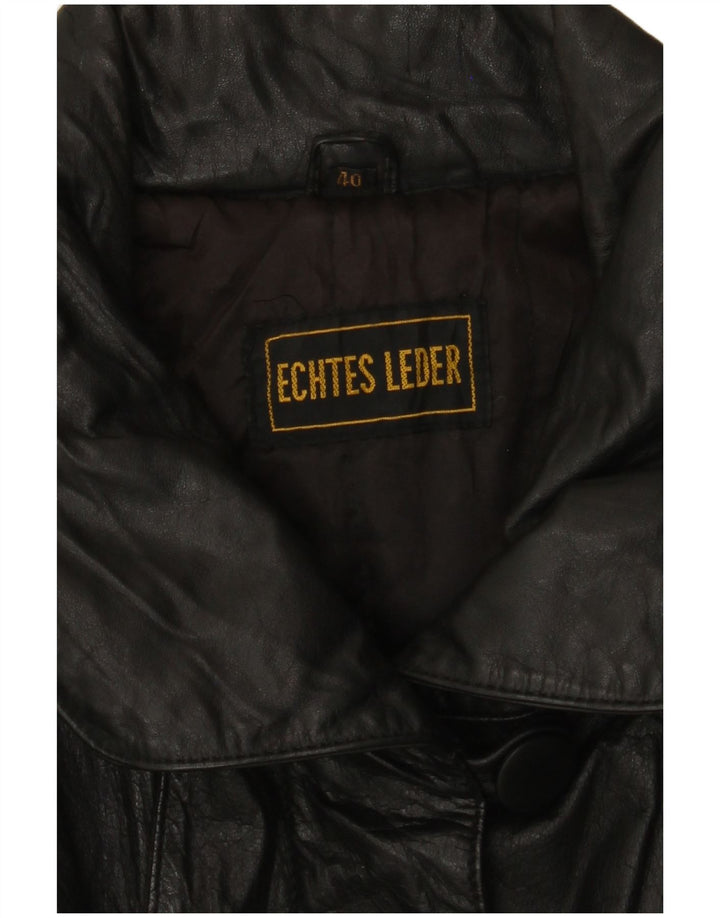 Casaco de couro feminino vintage folgado UE 40 couro preto médio