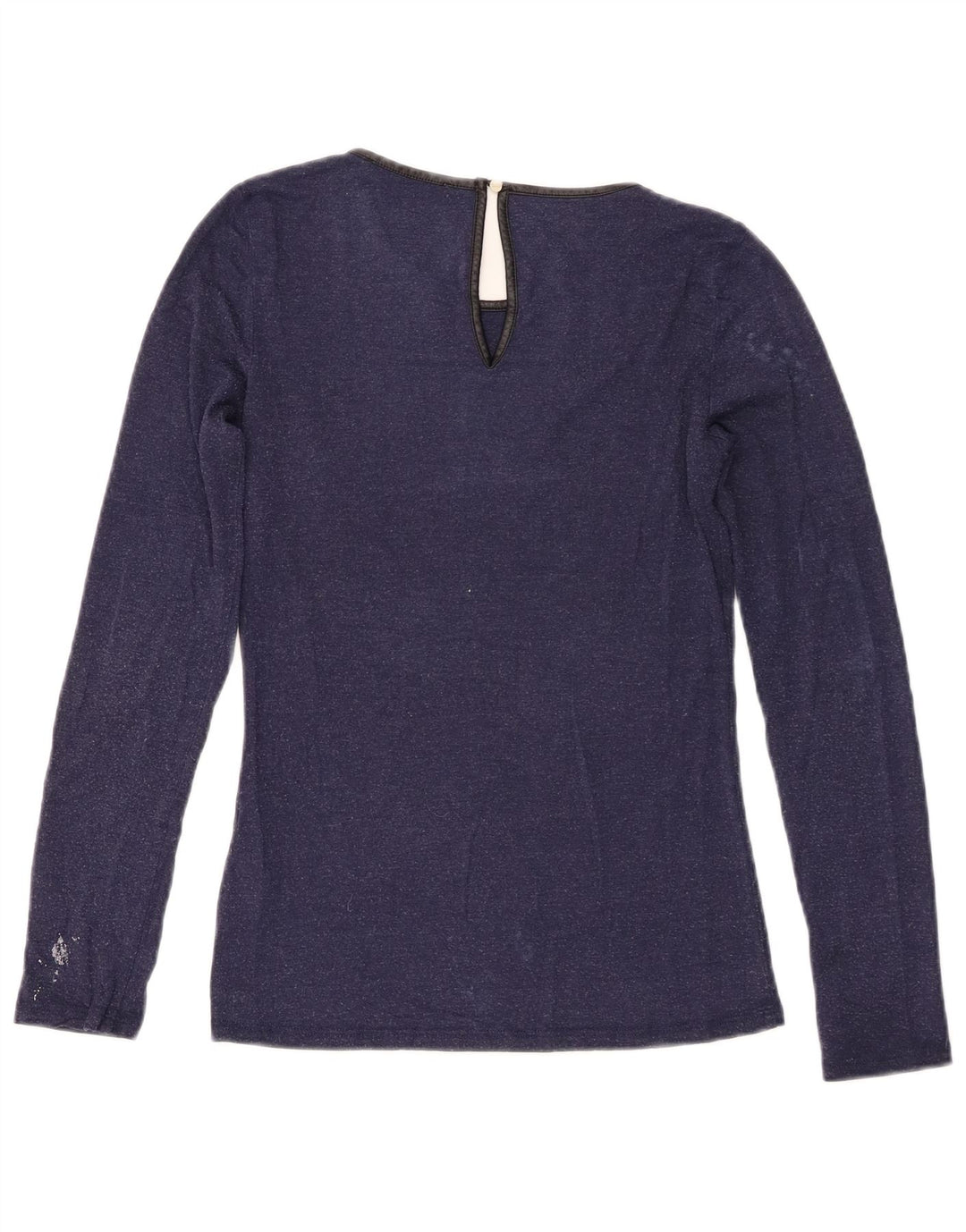 Top feminino Oasis manga comprida UK 6 XS azul marinho viscose