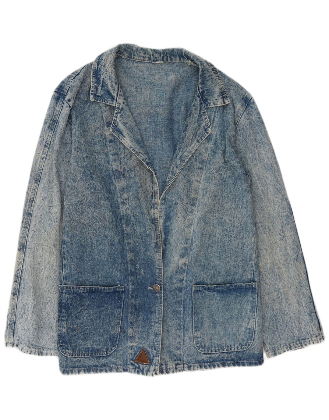 Jaqueta blazer feminina VINTAGE jeans com 1 botão Reino Unido 16 grande azul