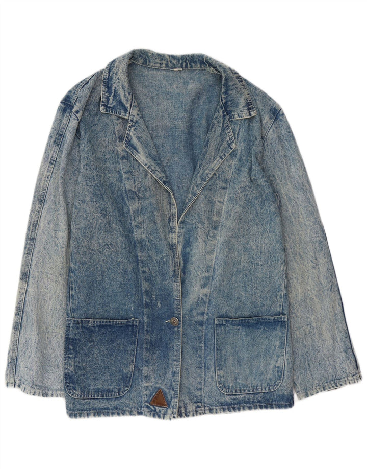 Jaqueta blazer feminina VINTAGE jeans com 1 botão Reino Unido 16 grande azul