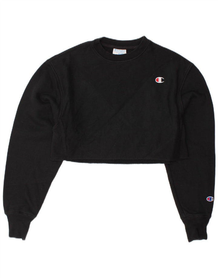 CHAMPION Suéter feminino oversized com trama reversa UK 6 XS preto