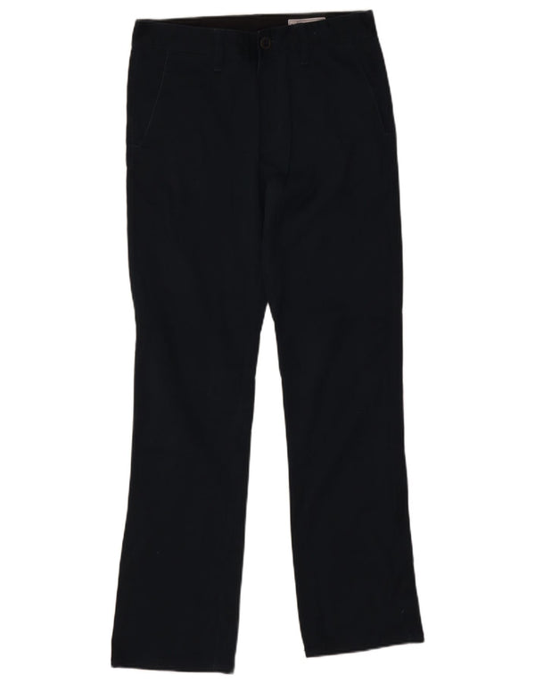 Calça chino reta feminina Volcom UK 14 médio W28 L28 algodão azul marinho