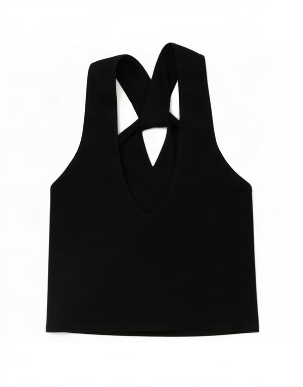 Zara Womens Crop Halter Top Reino Unido 14 Grande Preto