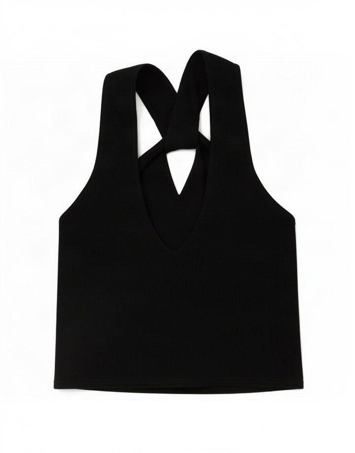 Zara Womens Crop Halter Top Reino Unido 14 Grande Preto