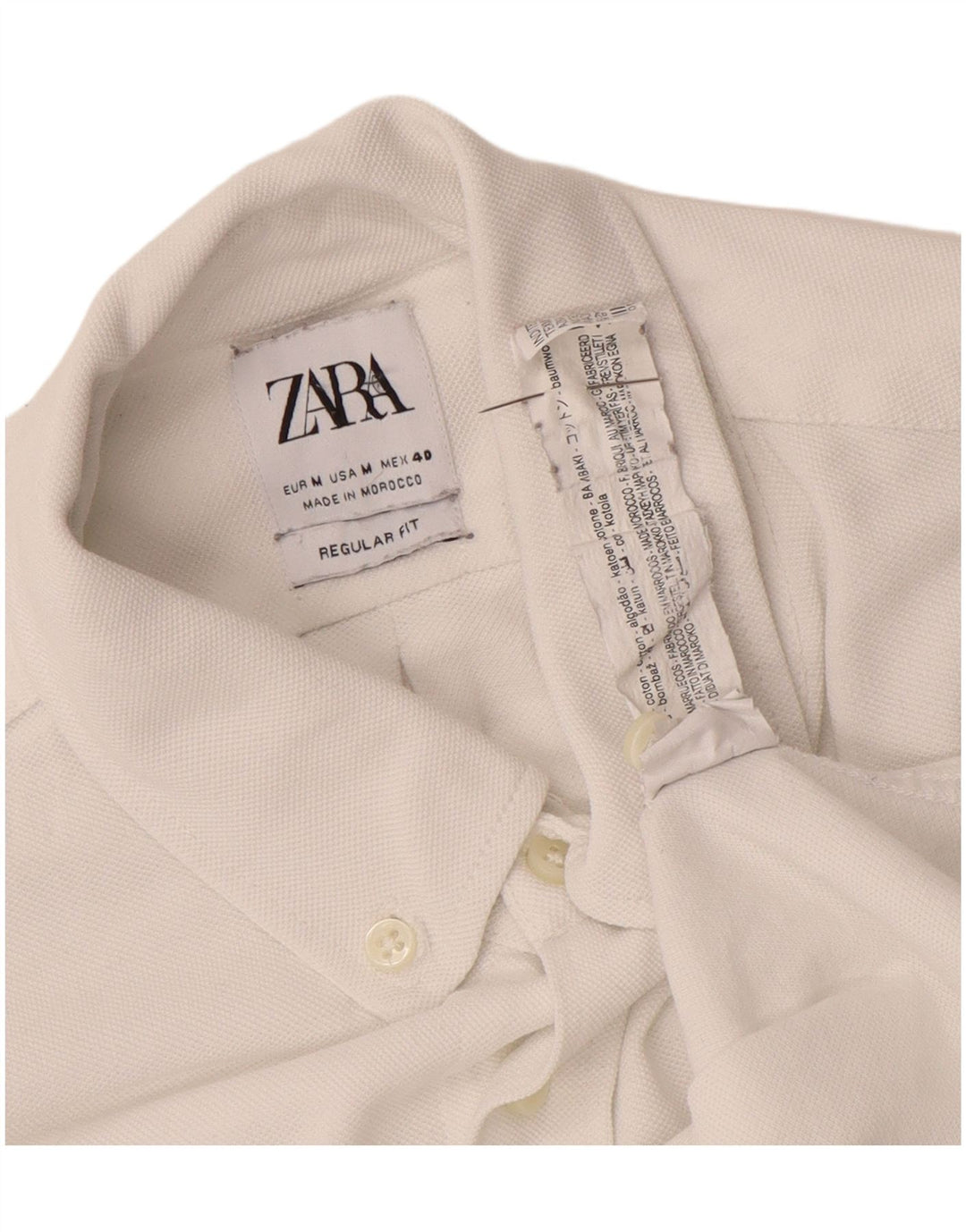 Camisa masculina ZARA Regular Fit médio algodão branco
