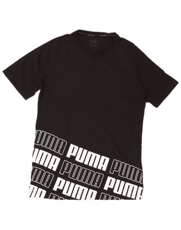 Puma Mens Graphic T-Shirt Top Grande Algodão Preto