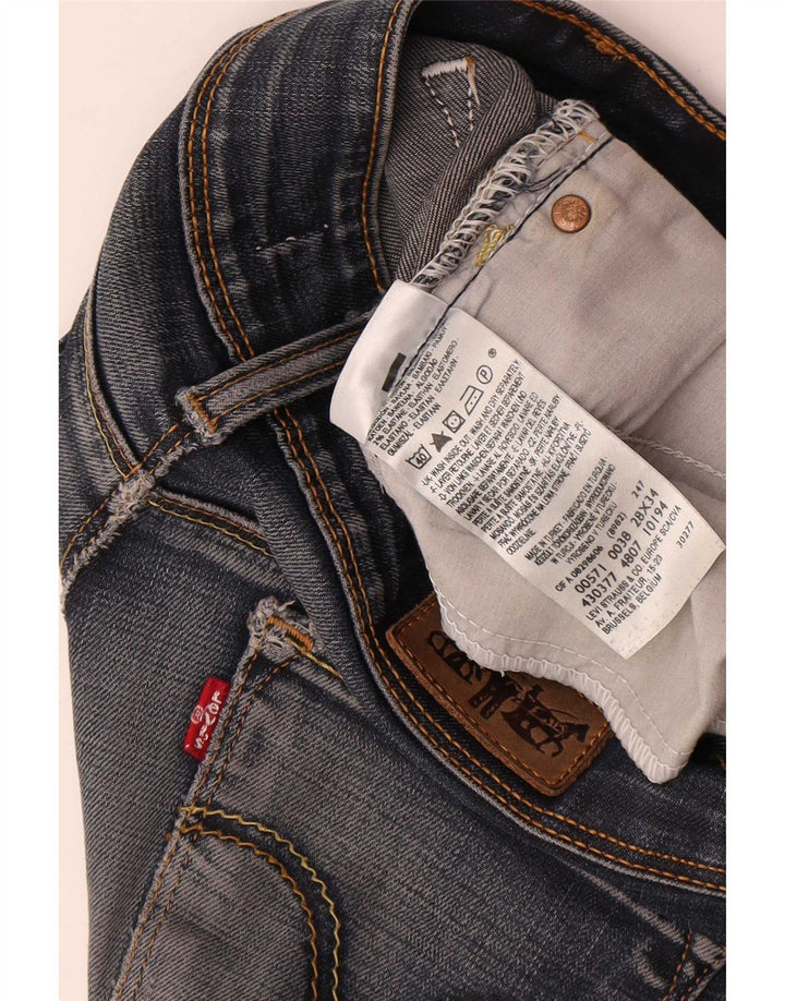 Calça jeans feminina Levi's 571 Super Low Slim W28 L34 azul algodão
