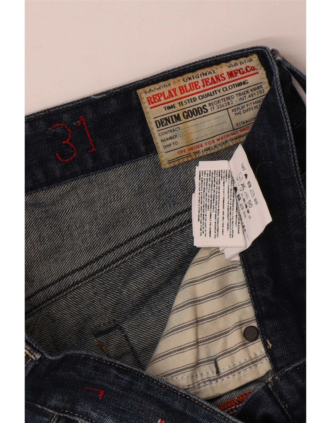 Replay Mens Graphic Straight Jeans W31 L34 Azul Algodão