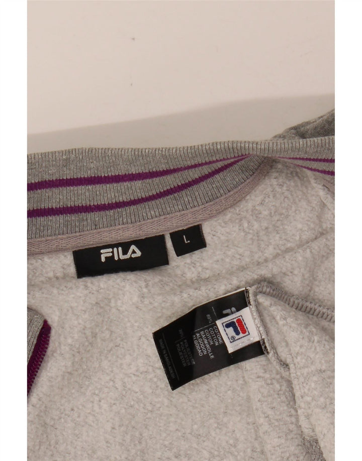 FILA Womens Tracksuit Top Jacket UK 16 Grande Algodão Cinza