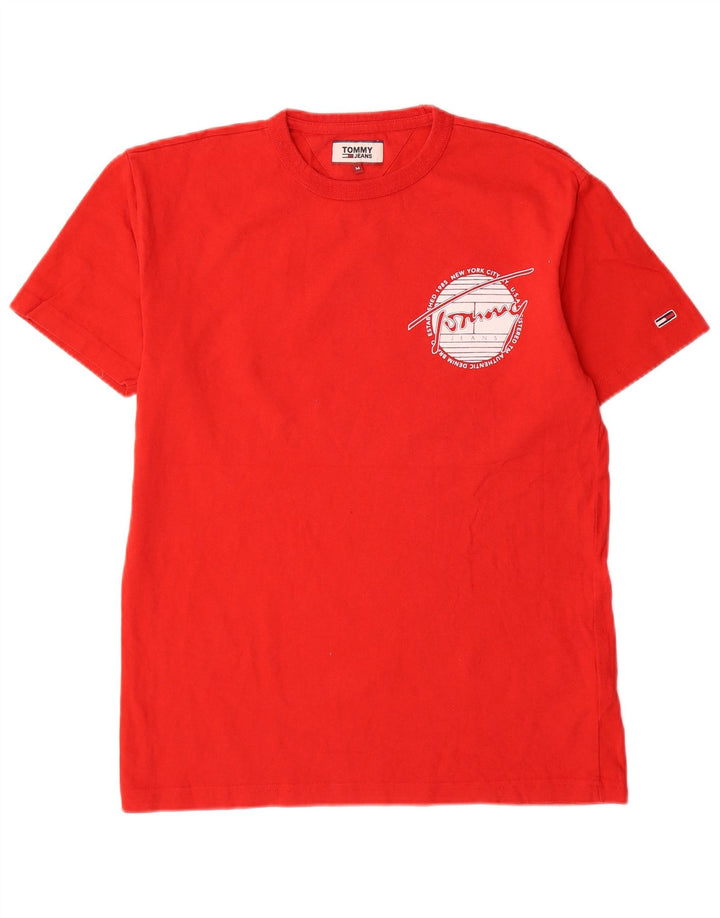 Tommy Hilfiger Camiseta masculina gráfica Top médio algodão vermelho