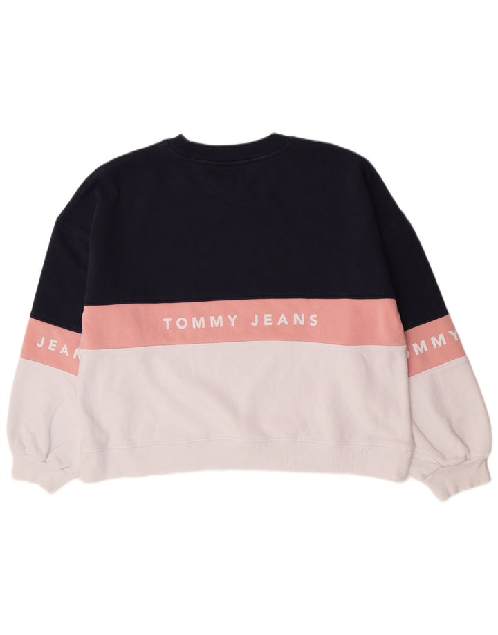 Tommy Hilfiger moletom gráfico feminino jumper UK 14 médio azul marinho