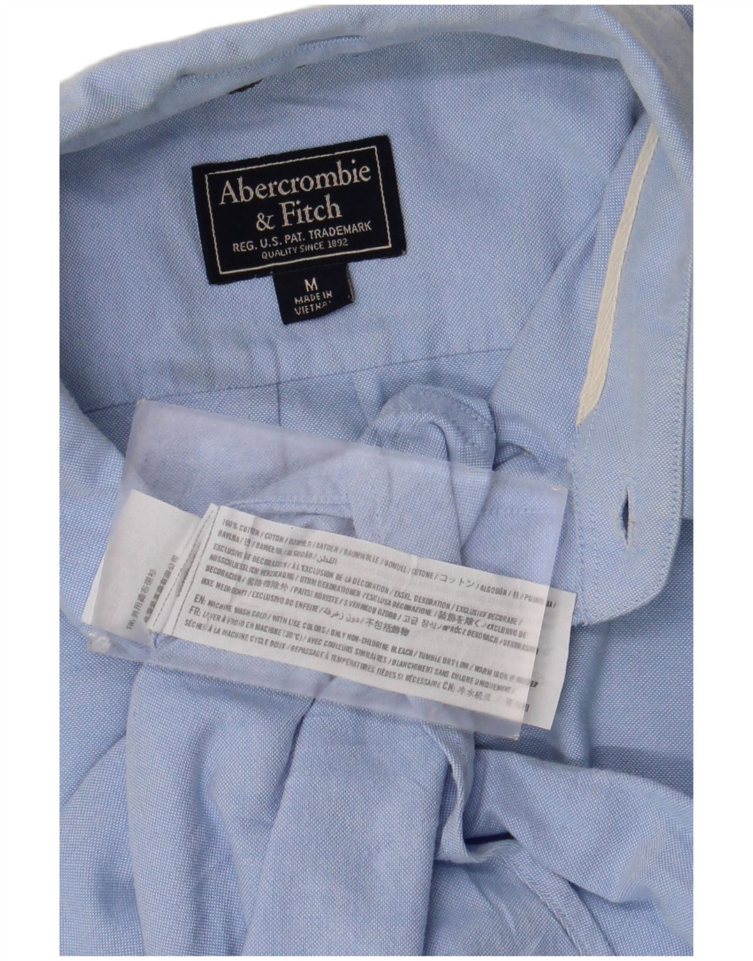 Camisa muscular masculina Abercrombie & Fitch de algodão azul médio