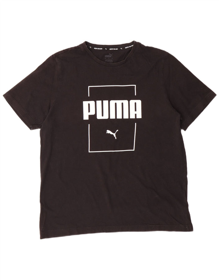 Camiseta masculina PUMA com estampa gráfica grande preta