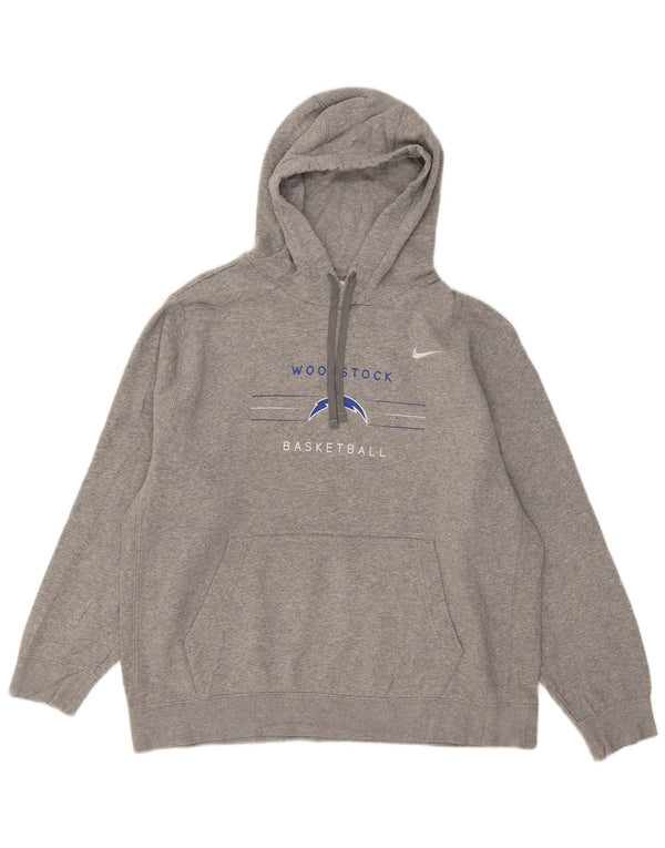 Jumper com capuz gráfico Nike masculino Woodstock XL cinza manchado de algodão