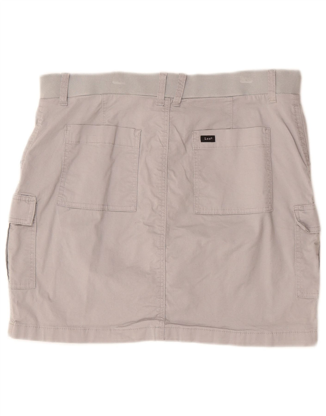LEE Saia feminina skort regular fit midrise cargo US 14 XL W36 algodão cinza