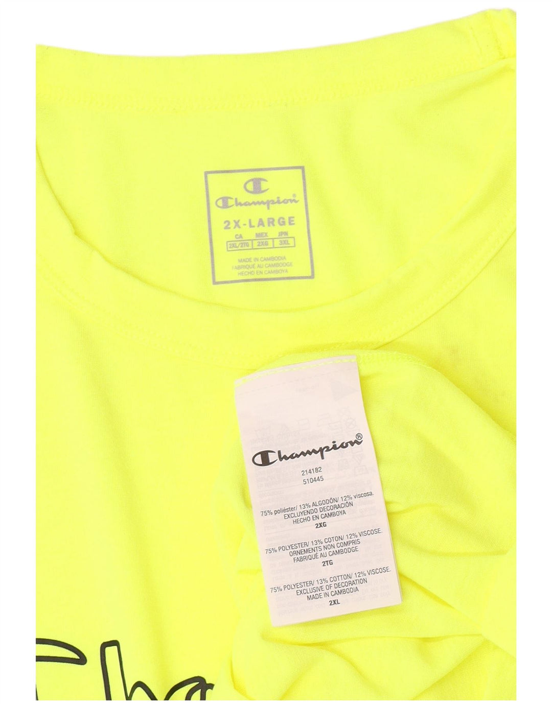 Camiseta masculina gráfica Champion 2XL poliéster amarelo