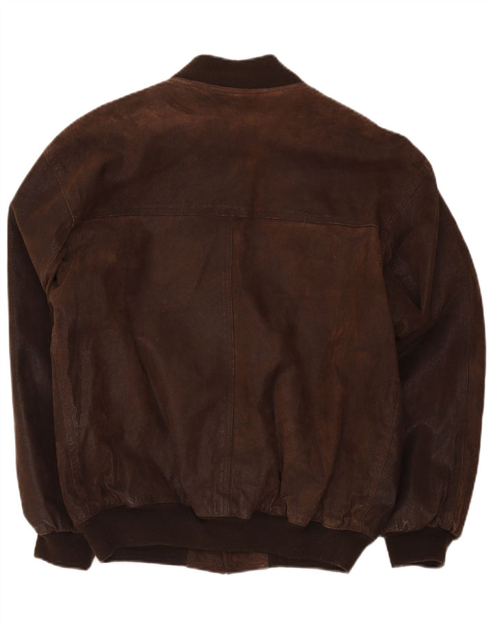 Jaqueta de couro bomber masculina vintage IT 48 marrom médio