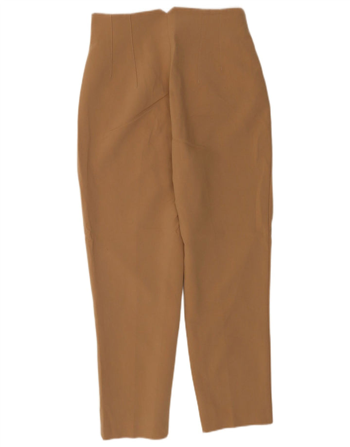 Zara Calça feminina casual cônica pequena W26 L26 marrom poliéster