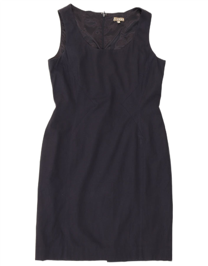 Jigsaw vestido feminino sem mangas com bainha UK 14 médio azul marinho viscose
