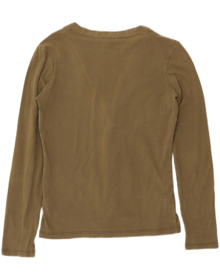 Suéter cardigã feminino CALVIN KLEIN JEANS Reino Unido 10 pequeno algodão cáqui